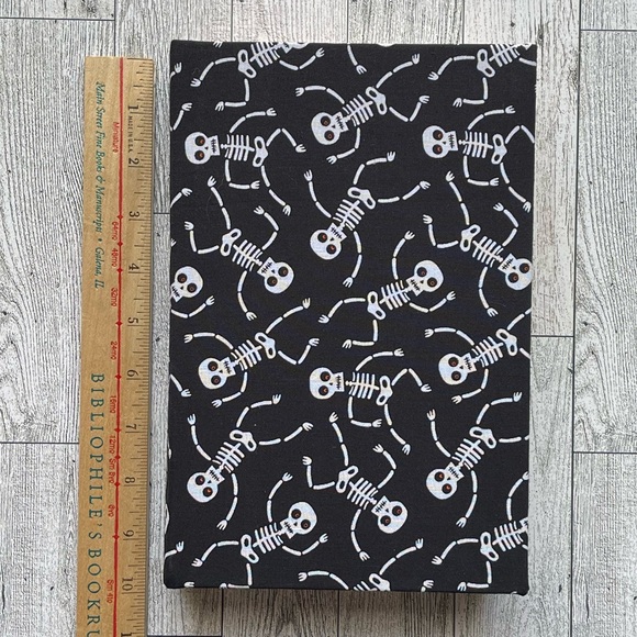 New Halloween Linen Wrapped Decorative Book Skeletons Hand-Wrapped Spooky Decor - Picture 3 of 7